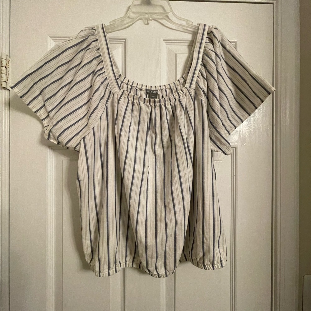 Falls Creek Women's Blouse with Blue and White Stripes